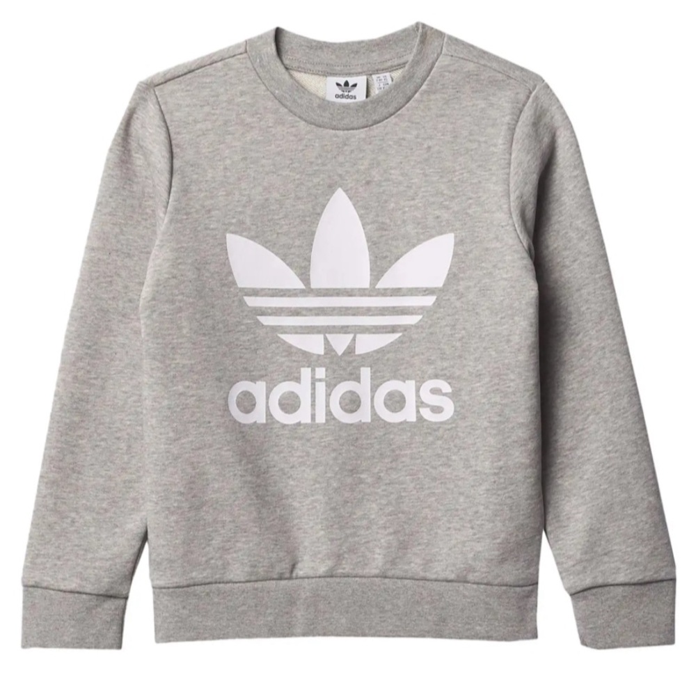 adidas Originals Kids’ Trefoil Crewneck Sweatshirt Gray- Sz M (11-12Y)